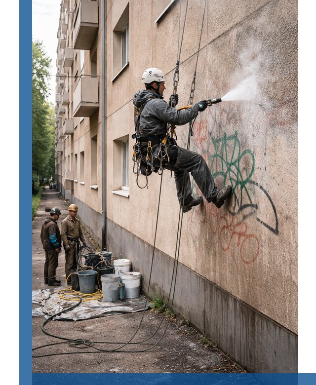 Удаление граффити с фасада в Новошахтинске без следов и повреждений