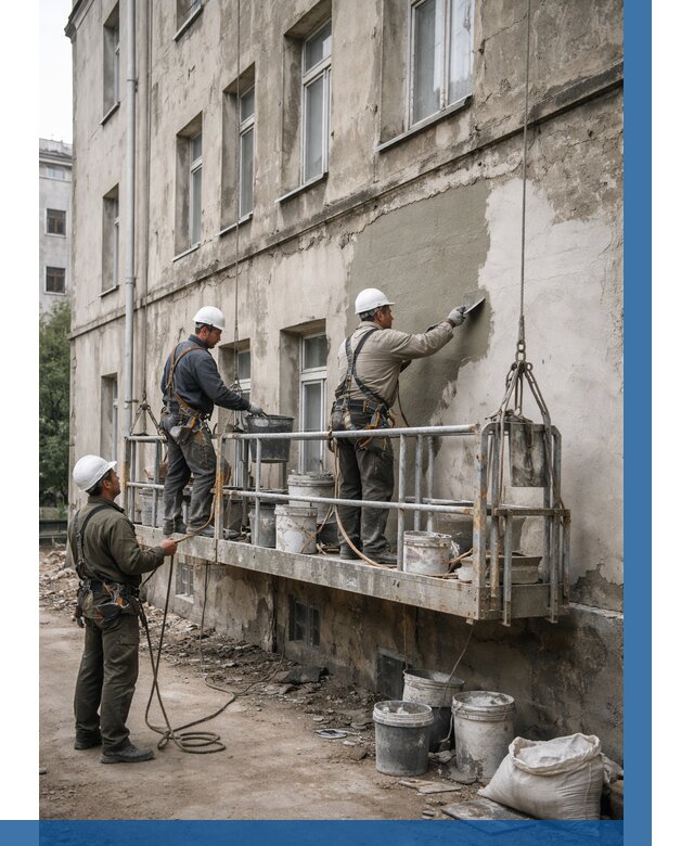 Капитальный ремонт фасада в Новошахтинске от 4375 р. | ВЫСОТНИК-Нвш