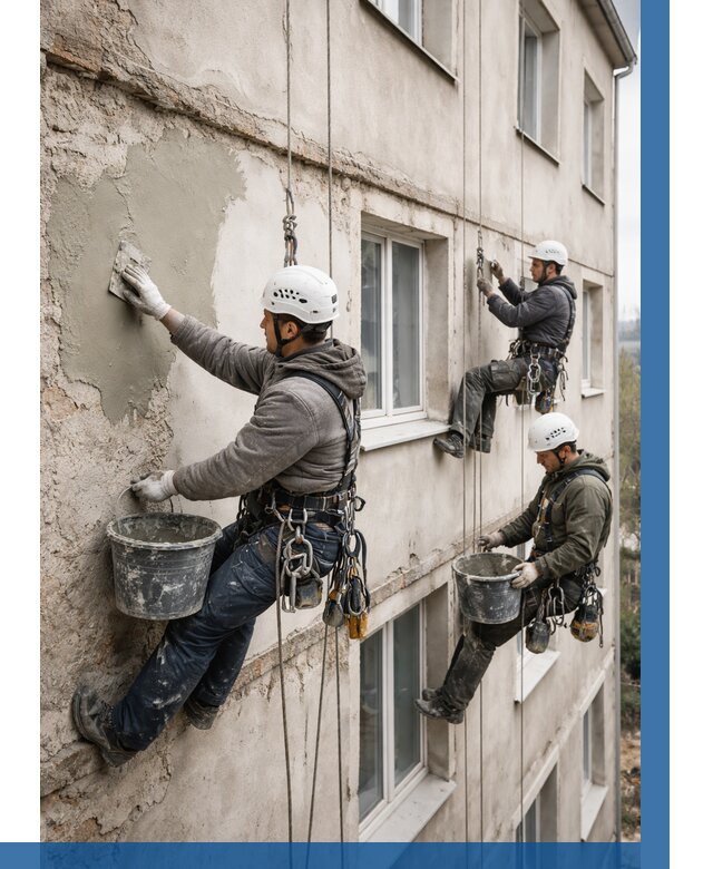 Ремонт штукатурного фасада в Новошахтинске от 781 р. под ключ | ВЫСОТНИК-Нвш