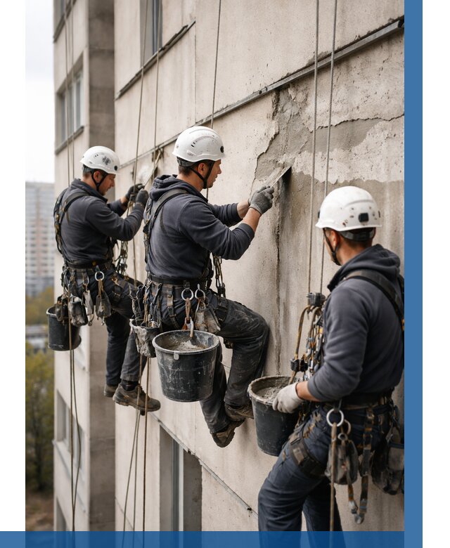 Ремонт бетонных элементов фасада в Новошахтинске от 2604 р. | ВЫСОТНИК-Нвш