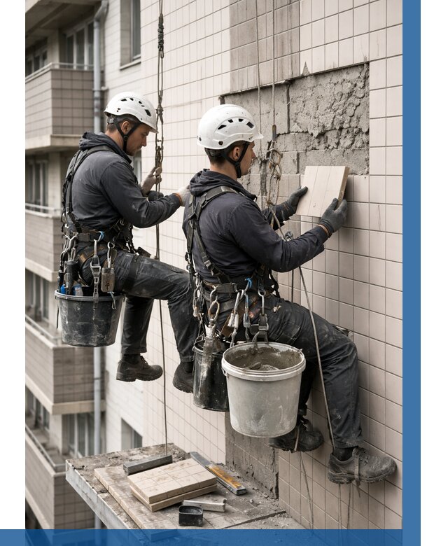 Ремонт облицовки фасада плиткой в Новошахтинске от 1875 р. | ВЫСОТНИК-Нвш