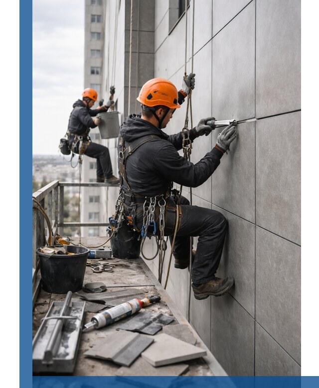 Профессиональный ремонт фасада из керамогранита в Новошахтинске