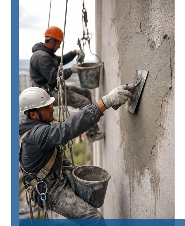 Штукатурка фасада на высоте в Новошахтинске профессиональные работы