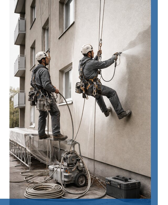 Безвоздушная покраска фасада в Новошахтинске от 229 р/м² | ВЫСОТНИК-Нвш