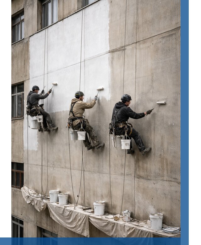 Покраска бетонного фасада в Новошахтинске от 365 р за м2 | ВЫСОТНИК-Нвш