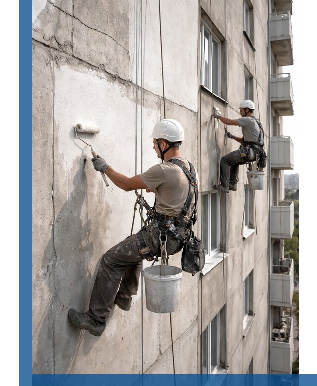 Покраска бетонного фасада в Новошахтинске для жилых и промышленных объектов