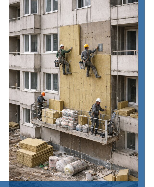 Утепление фасада минватой в Новошахтинске от 1562 р. | ВЫСОТНИК-Нвш