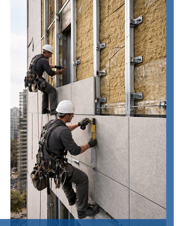 Монтаж вентилируемого фасада в Новошахтинске от 3646 р. | ВЫСОТНИК-Нвш