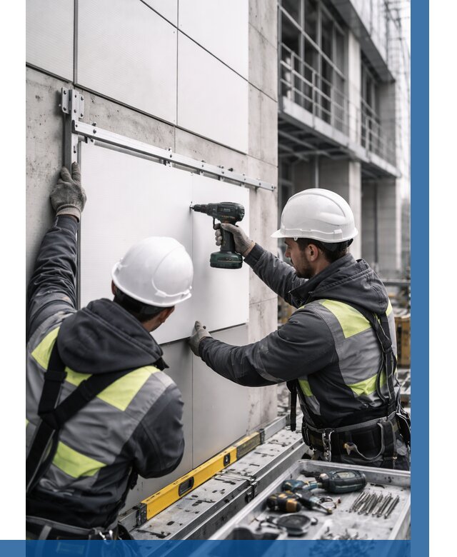 Монтаж композитных панелей фасада в Новошахтинске от 2604 р. | ВЫСОТНИК-Нвш