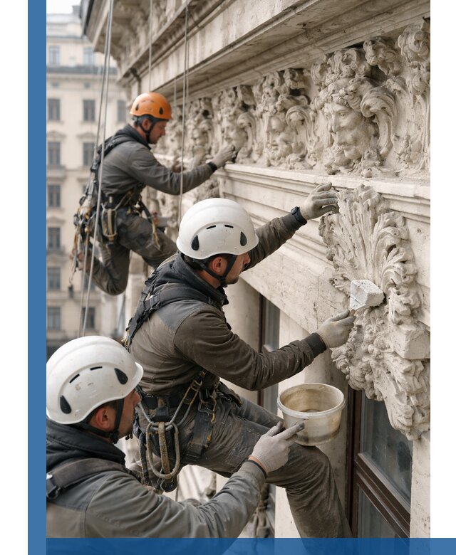 Реставрация фасадной лепнины с высотными работами в Новошахтинске