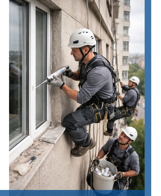 Герметизация оконных швов снаружи в Новошахтинске от 1562 р. | ВЫСОТНИК-Нвш