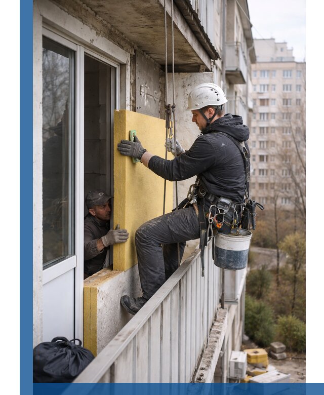 Профессиональное утепление балкона снаружи в Новошахтинске под ключ