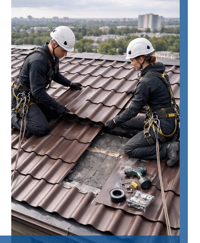 Ремонт металлочерепицы на крыше в Новошахтинске от 937 р. | ВЫСОТНИК-Нвш