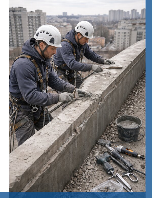 Ремонт парапета на кровле в Новошахтинске от 1562 р. | ВЫСОТНИК-Нвш