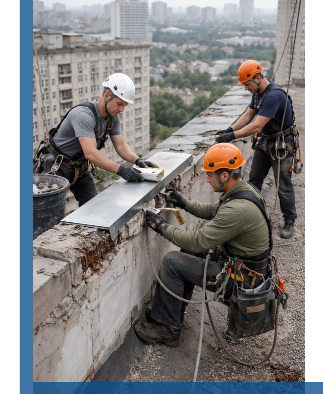 Ремонт парапета на кровле в Новошахтинске, высотные работы с гарантией