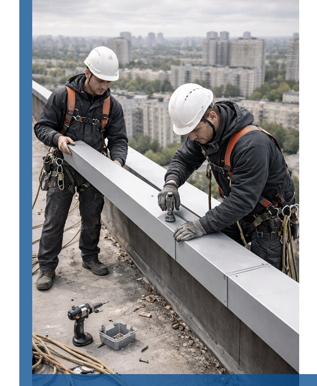 Монтаж парапетных крышек и ограждений кровли в Новошахтинске