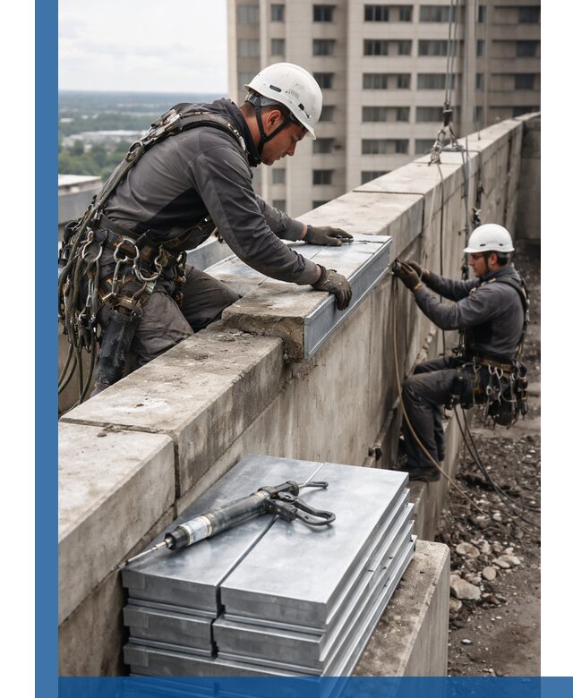 Замена парапетных крышек и установка новых в Новошахтинске