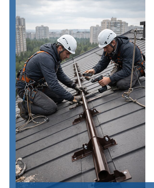 Монтаж снегозадержателей на кровле зданий в Новошахтинске под ключ