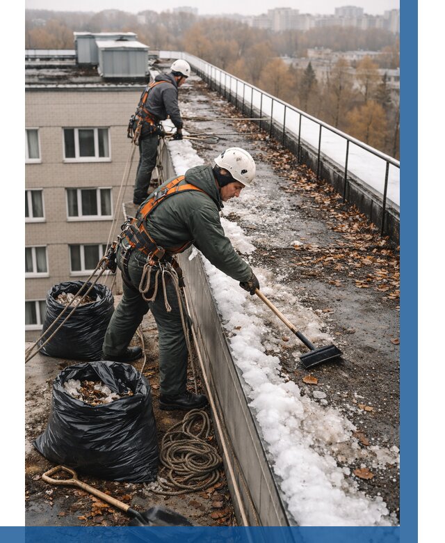 Очистка кровли по периметру в Новошахтинске от 573 р. | ВЫСОТНИК-Нвш