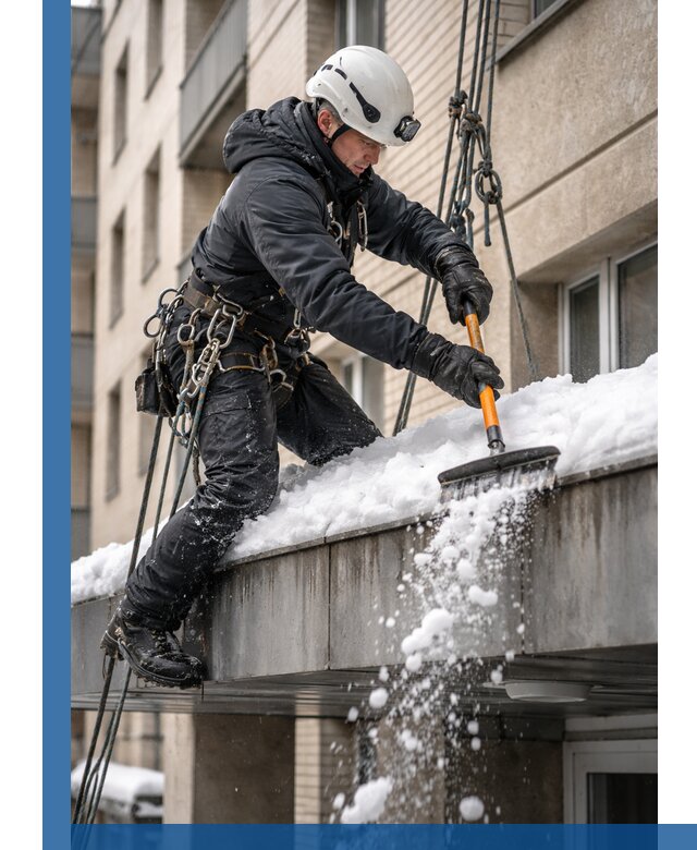 Очистка козырьков от снега в Новошахтинске круглогодично безопасно