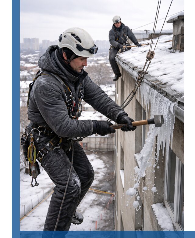 Сбивание и удаление сосулек с крыши в Новошахтинске безопасно