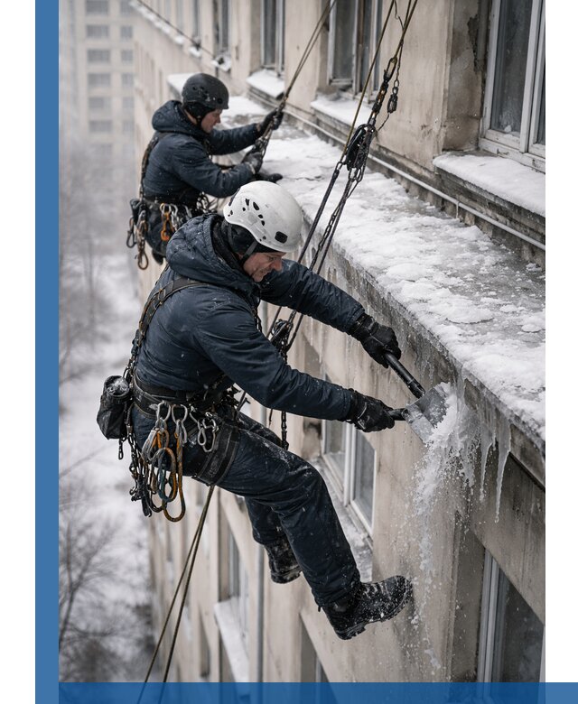 Удаление наледи и сосулек с карнизов в Новошахтинске профессионально