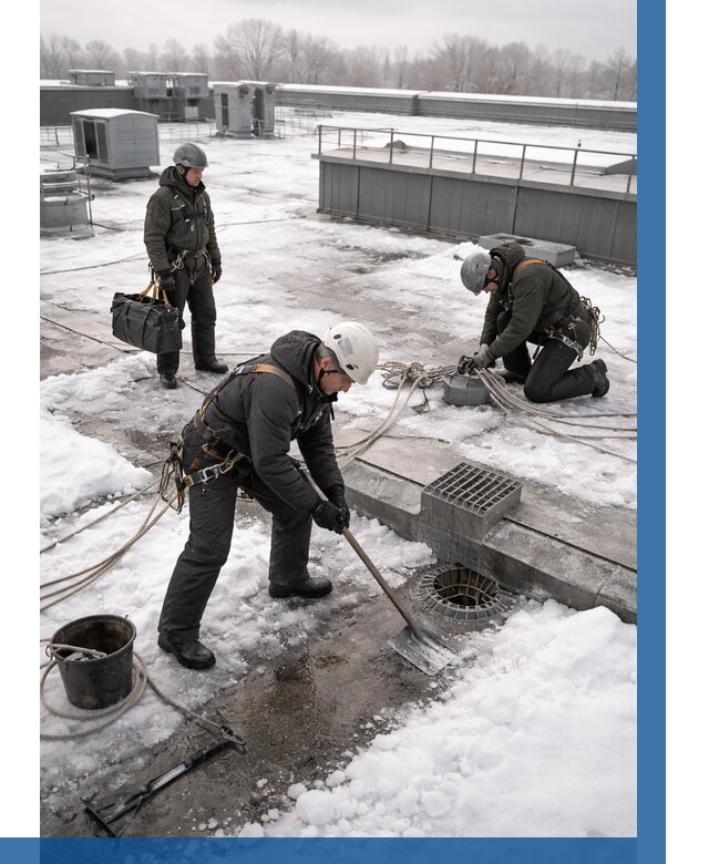 Абонентское обслуживание кровли зимой в Новошахтинске от 8333 р. | ВЫСОТНИК-Нвш