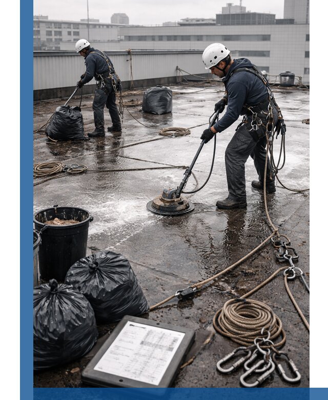 Плановая очистка кровли по графику в Новошахтинске для безопасности