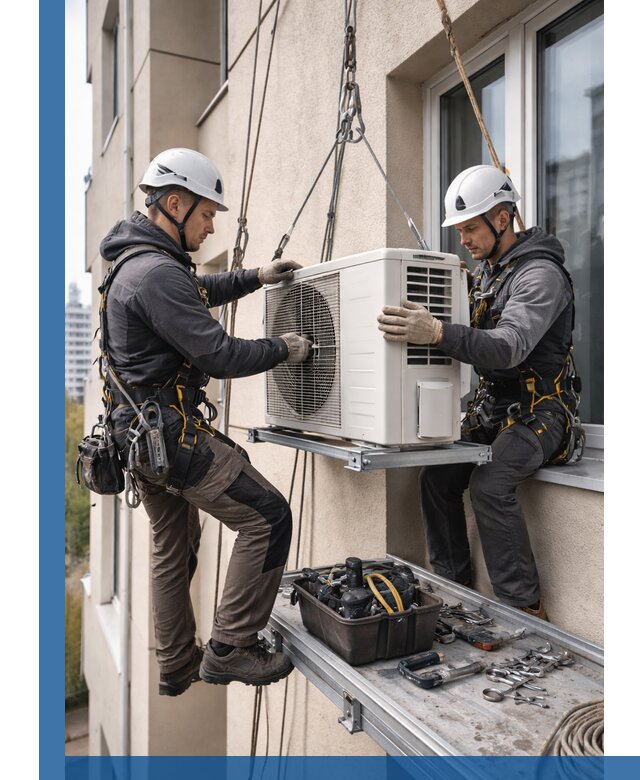 Перенос внешнего блока кондиционера в Новошахтинске с монтажом и крепежом