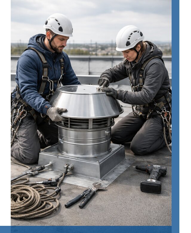 Установка дефлекторов на кровле в Новошахтинске от 4687 р. | ВЫСОТНИК-Нвш