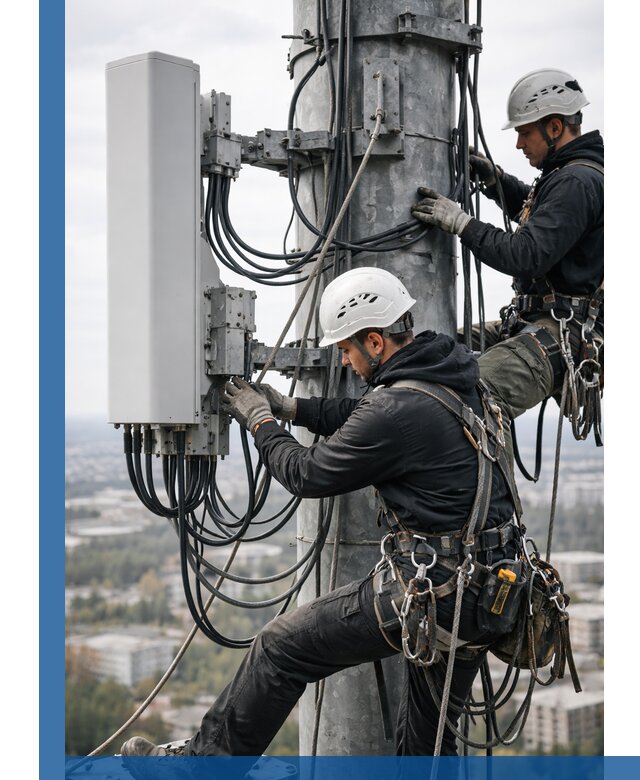 Монтаж оборудования связи на мачте в Новошахтинске с пусконаладкой