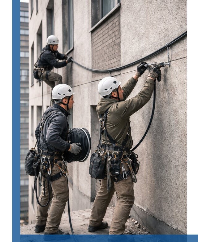 Прокладка кабеля по фасаду в Новошахтинске, профессиональный монтаж