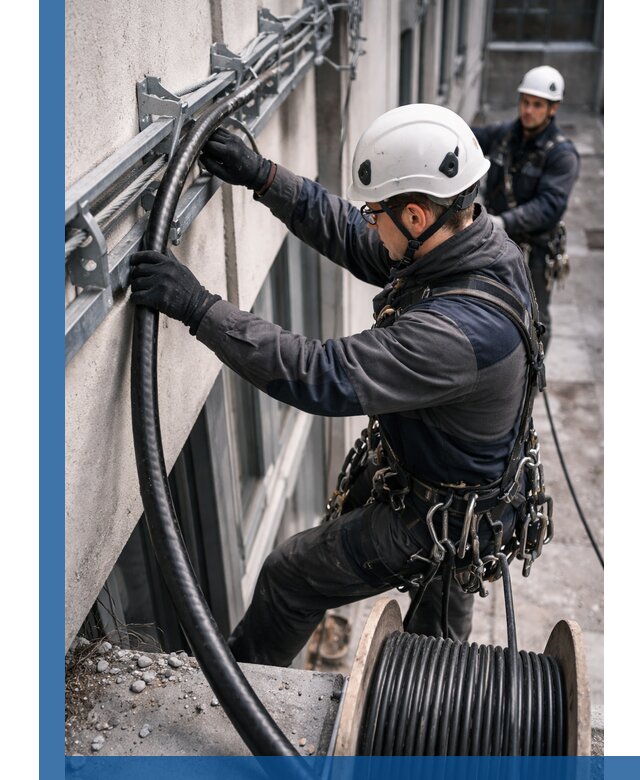 Протяжка кабеля питания на высоте в Новошахтинске с гарантией безопасности и качества