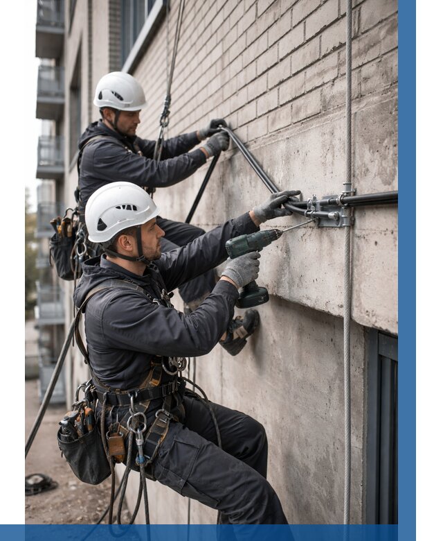 Крепление кабеля на фасаде в Новошахтинске от 365 р. | ВЫСОТНИК-Нвш