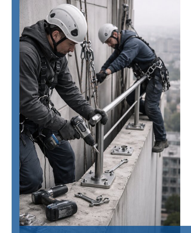 Монтаж перил на высоте в Новошахтинске для жилых и промобъектов