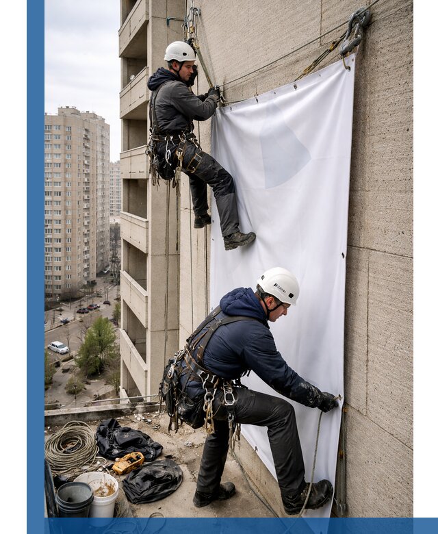Профессиональный монтаж баннеров на фасаде в Новошахтинске