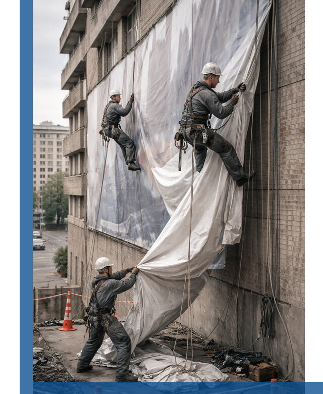 Демонтаж баннеров с фасада в Новошахтинске оперативно и безопасно