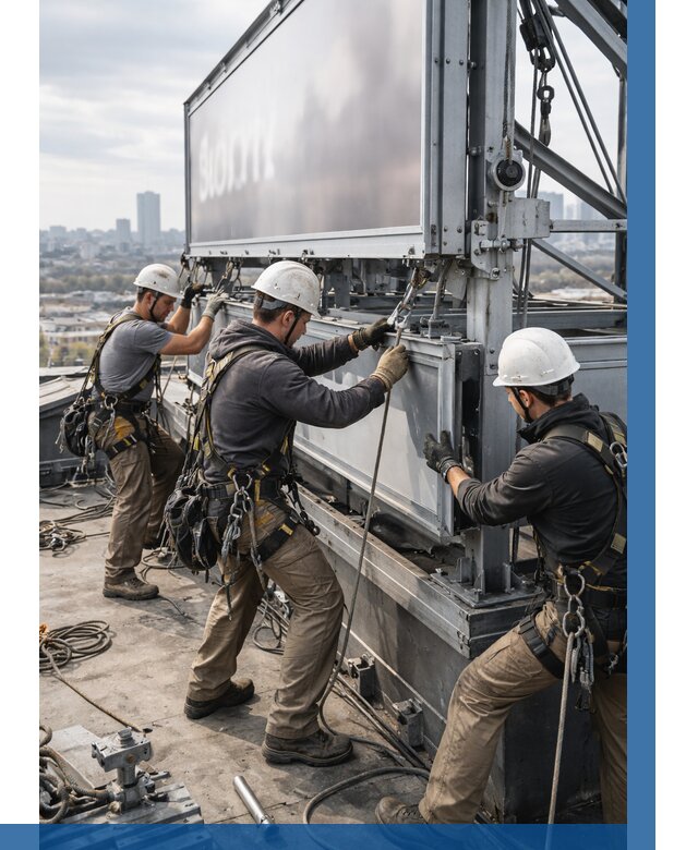 Монтаж крышной рекламной конструкции в Новошахтинске от 62496 р.|ВЫСОТНИК-Нвш