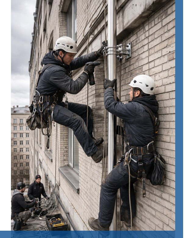 Монтаж флагштока на здании в Новошахтинске от 6770 р. | ВЫСОТНИК-Нвш