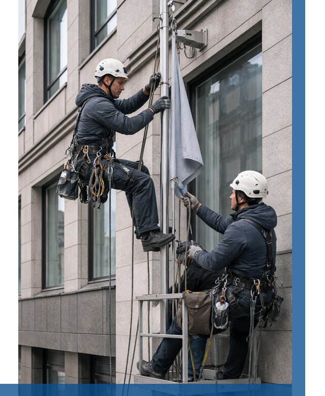 Установка флагов на фасаде в Новошахтинске от 4687 р. | ВЫСОТНИК-Нвш