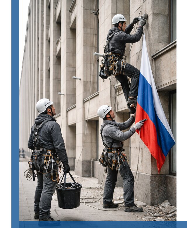 Профессиональная установка флагов на фасаде в Новошахтинске