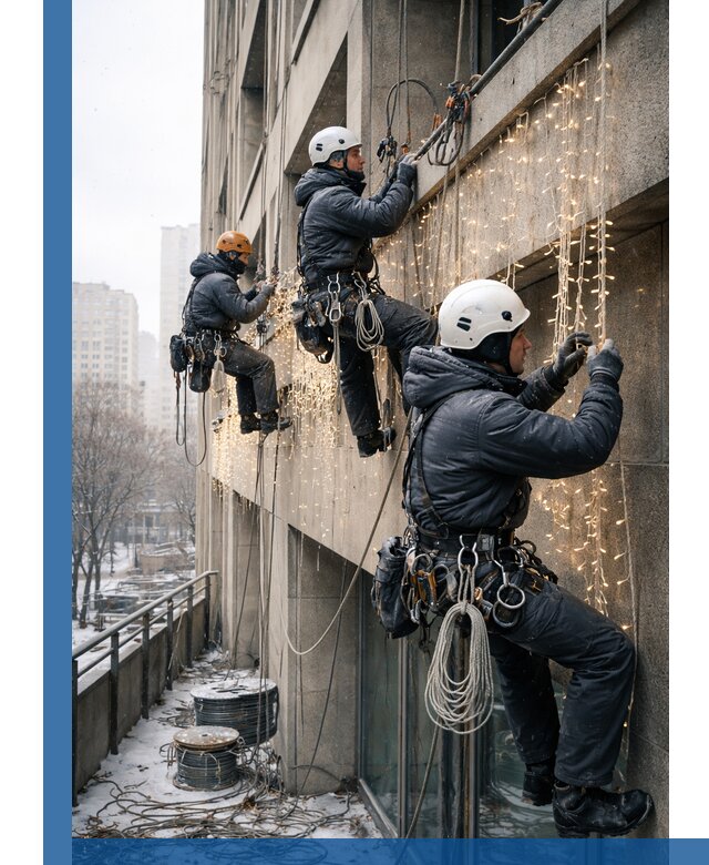 Монтаж новогодней иллюминации и украшение фасадов в Новошахтинске