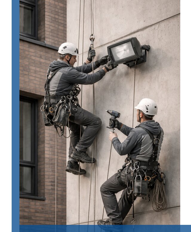 Профессиональный монтаж фасадных прожекторов в Новошахтинске под ключ