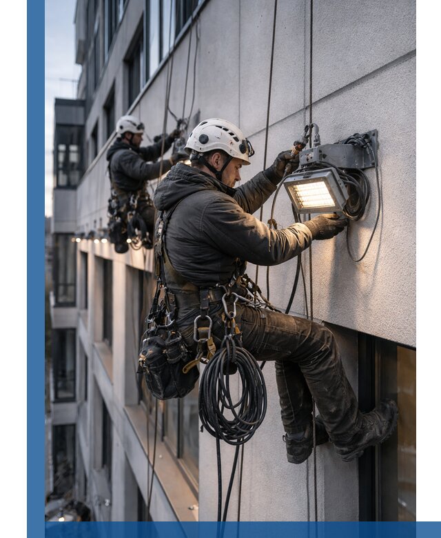Монтаж фасадного освещения в Новошахтинске установка и подключение