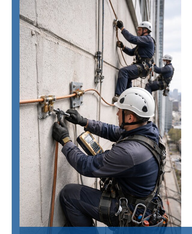 Монтаж системы заземления здания и молниезащиты в Новошахтинске