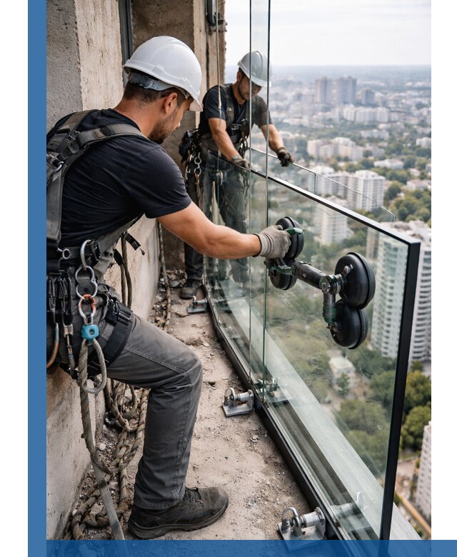 Монтаж стеклянных ограждений под ключ с гарантией в Новошахтинске