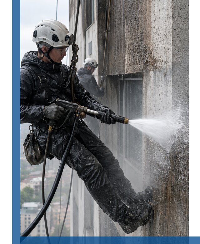 Гидроструйная очистка фасадов и конструкций в Новошахтинске