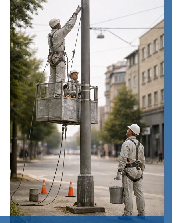 Покраска опор освещения в Новошахтинске от 5208 р. | ВЫСОТНИК-Нвш
