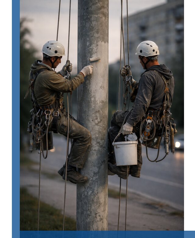 Покраска опор освещения и антикоррозийная защита в Новошахтинске
