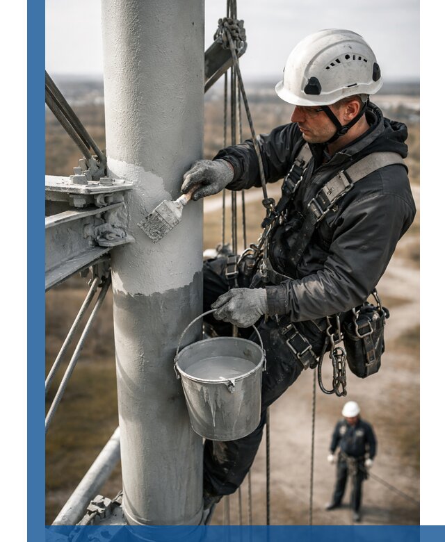 Покраска мачт связи в Новошахтинске промышленными альпинистами